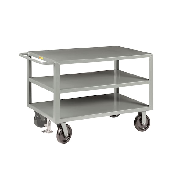 Utility Cart, 12 ga. Steel, 5000 lb Load Capacity, 3 Shelves, 42" L, 24" W